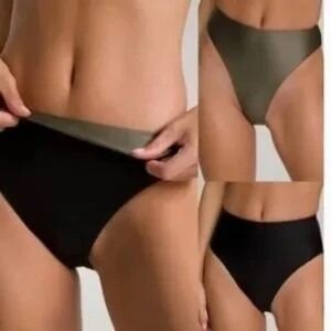 Good American Black Green High Waist Reversible Bikini Bottoms 4X/5X NWOT